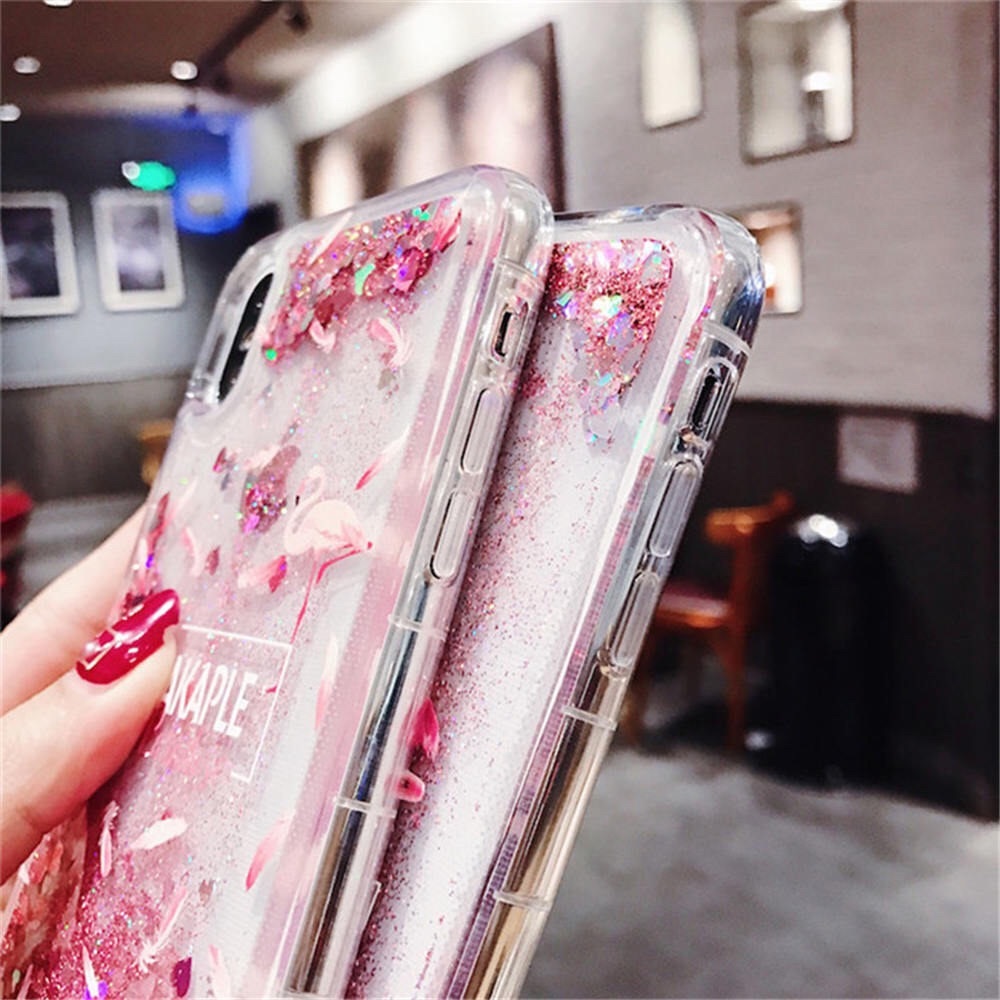 Flamingo Liquid Pink Quicksand Glitter iPhone Case - Picture 6 of 6